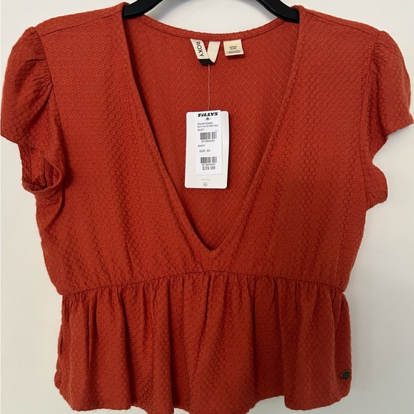 NWT ROXY Sweet Release V-Neck Woven Crop Top. Women's Size XS - Picture 2 of 7